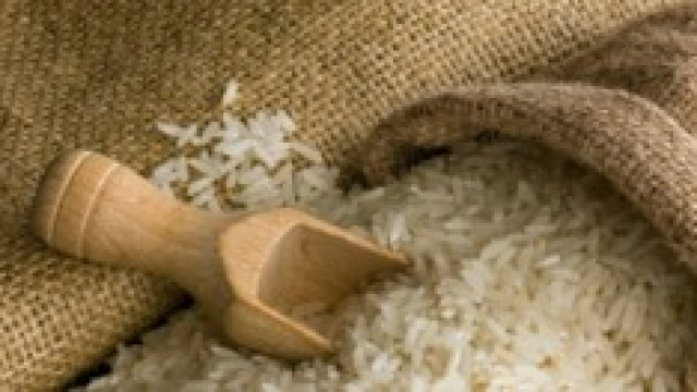 Un comune sacco di riso con raccoglitore