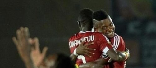 Congo's players celebrate at the final whistle 