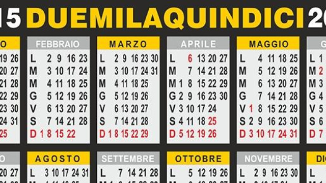 Calendario 2015: ponti lavoro e vacanze, le date