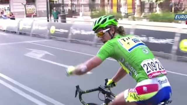 Peter Sagan dopo la caduta alla Vuelta