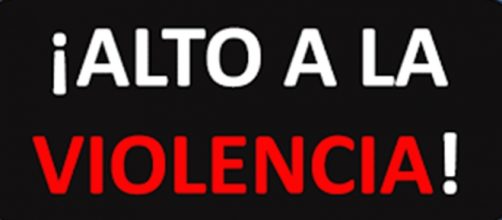 ilustracion con el lema, alto a la violencia