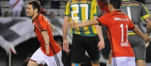 Rodrigo Mora en el festejo del empate