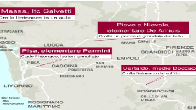 La mappa dei crolli nelle scuole della Toscana