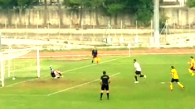 Il gol della Nissa su calcio di rigore