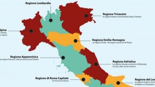 Come sarebbe l'Italia dopo riforma delle Regioni