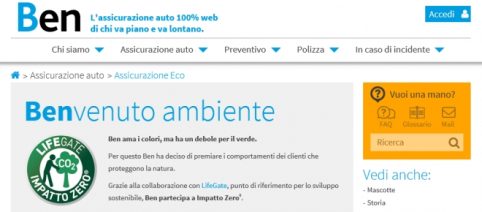 Ben: la polizza che rispetta l'ambiente, premia i clienti con un coupon di 40 €