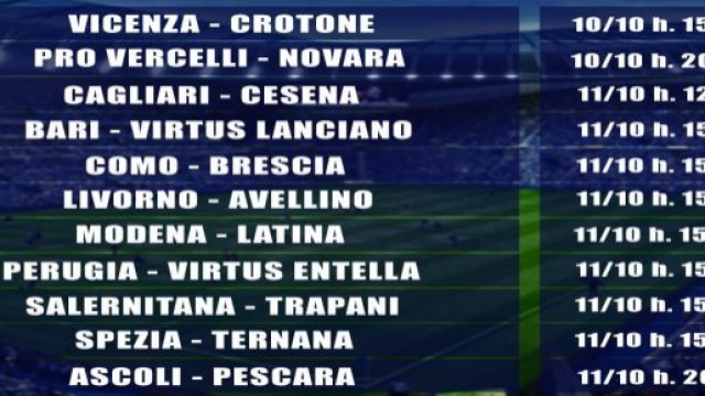 Le partite della 7a giornata di serie B in diretta