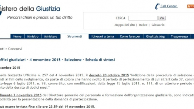 Concorso Ministero della Giustizia 1500 posti