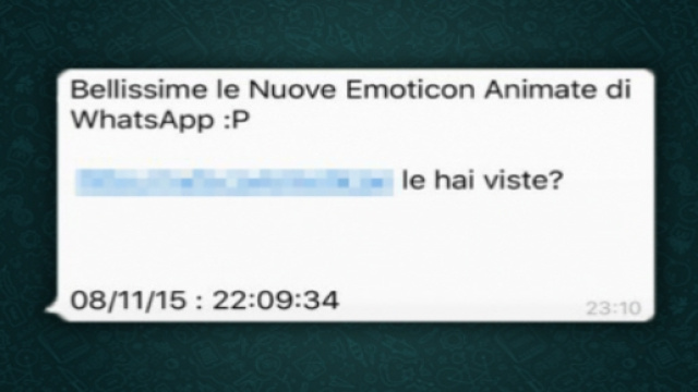 Il messaggio-truffa inviato tramite WhatsApp