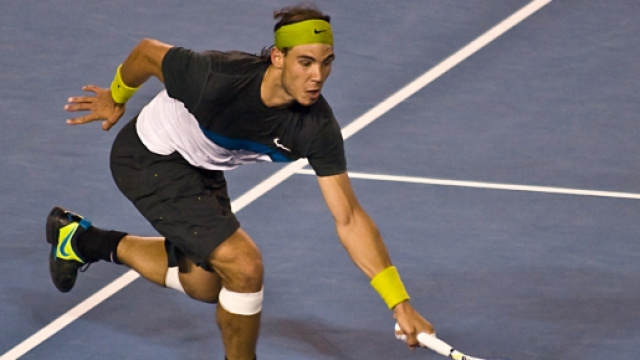 Nadal in azione sulla superficie veloce