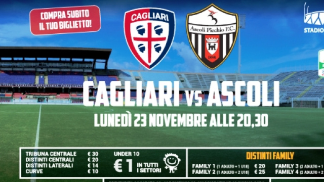 Cagliari-Ascoli, 14^ giornata di serie B