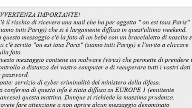 La mail-bufala che avverte del virus