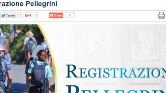 Pagina principale registrazione pellegrini