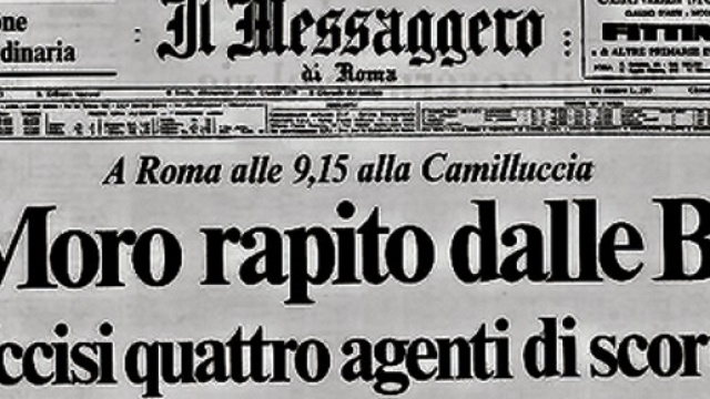 La prima pagina de Il Messaggero del 1978