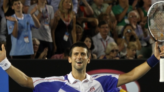 Novak Djokovic festeggia la vittoria