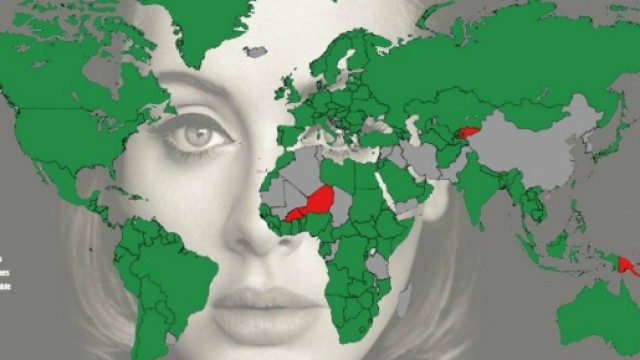 Mappa dei paesi che la canzone raggiunge su iTunes