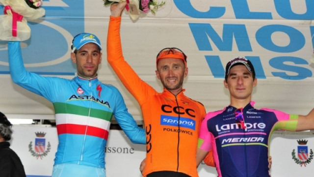 Davide Rebellin sul podio della Coppa Agostoni