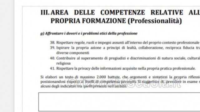 Bozza del bilancio delle competenze