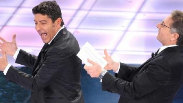 Bonolis e Laurenti durante uno show