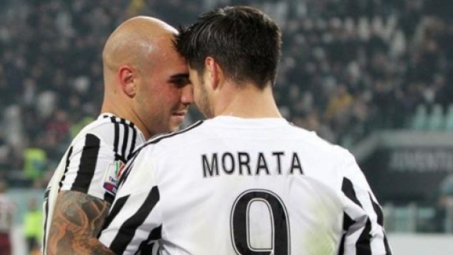 Zaza e Morata esultano durante il derby