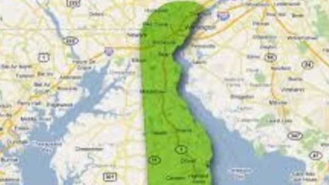 Mappa della East Coast americana col Delaware