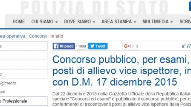 Concorso pubblico Polizia di Stato 2016 requisiti