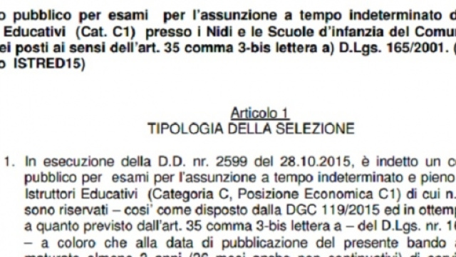 Concorso pubblico per istruttori educativi