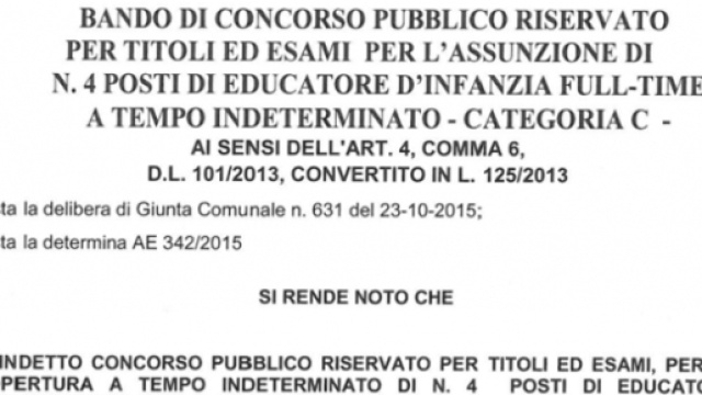 Concorso pubblico per educatore d'infanzia