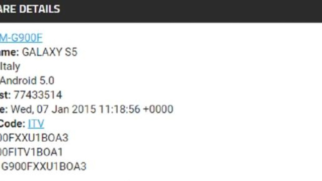 Galaxy S5 Ecco il firmware ufficiale Android 5.0.