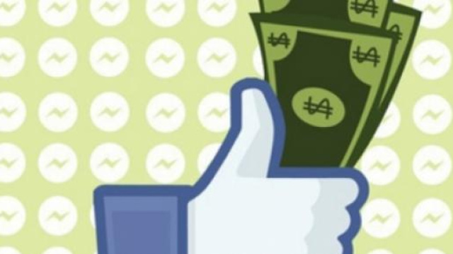 Il simbolo di Facebook con i dollari