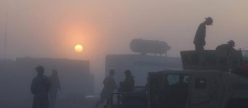 Military troops in Iraq at dawn