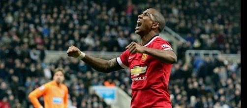 Ashley Young celebrates scoring Man Utd's winner 