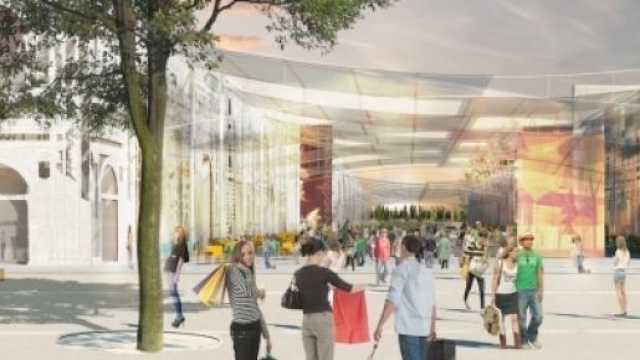 Una ricostruzione degli stand di Expo Milano 2015