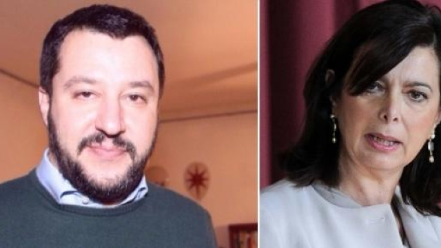 Il segretario della Lega Salvini e la Boldrini