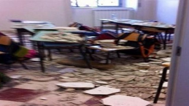 Ci&ograve; che resta dell'aula dove &egrave; avvenuto il crollo