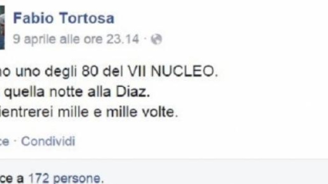 Il post di Fabio Tortosa su Facebook.