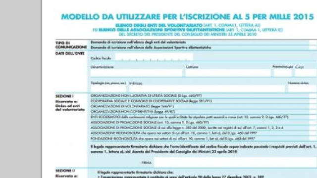 5 per mille 2015 scadenza