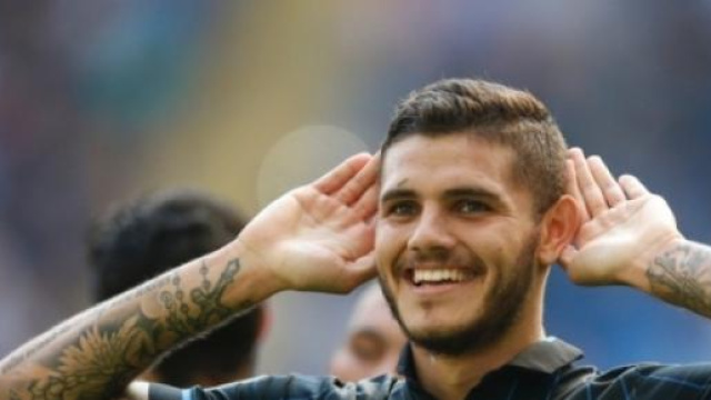 Mauro Icardi festeggia a San Siro