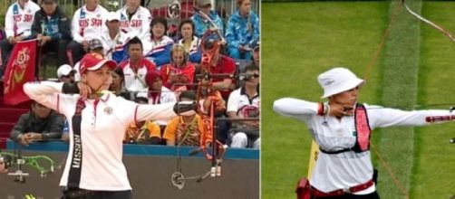 Arqueras de compuesto y recurvo respectivamente