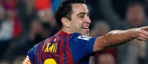 Xavi vistiendo la camiseta azulgrana