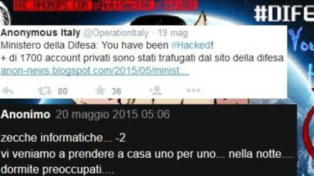 Anonymous pubblica dati riservati della Difesa