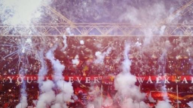 La Gradinata Nord in festa prima di un match