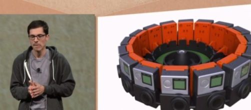 Clay Bavor shows off the Jump 16-camera rig system