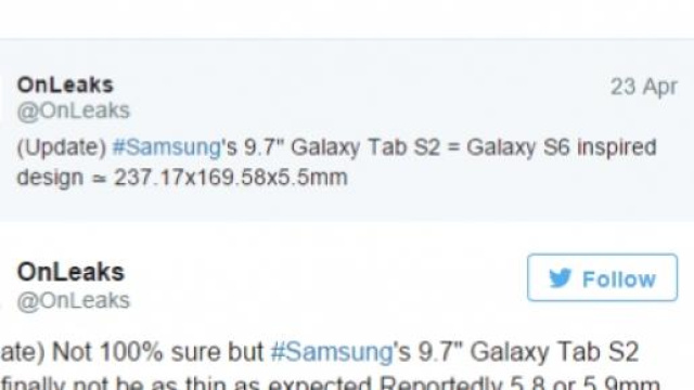 twitter riguardo il presunto Samsung Galaxy tab S2