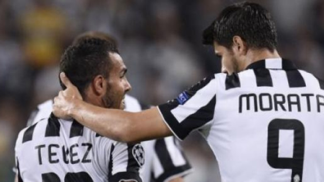Alvaro Morata e Carlitos Tevez, la Juventus vince