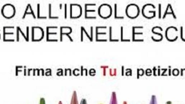 No all'ideologia gender nelle scuole.
