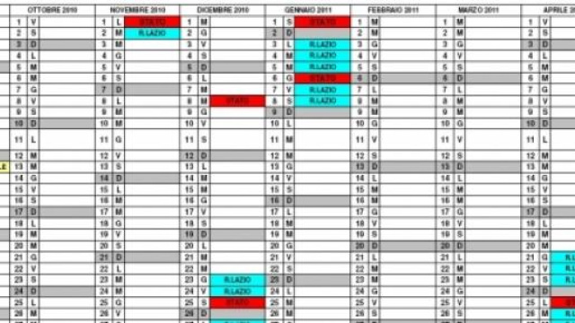 Un esempio di calendario scolastico