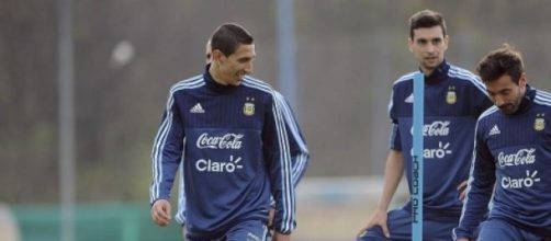 Di Mar&iacute;a, Pastore y Lavezzi entrenando en Ezeiza 