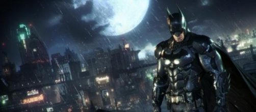 Batman con un fondo de Gotham