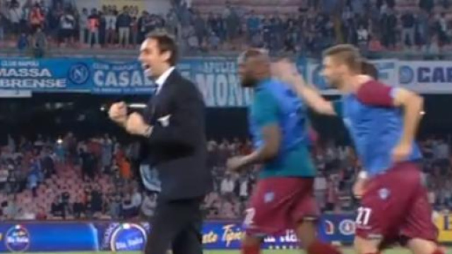 L'esultanza della Lazio al termine di Napoli-Lazio